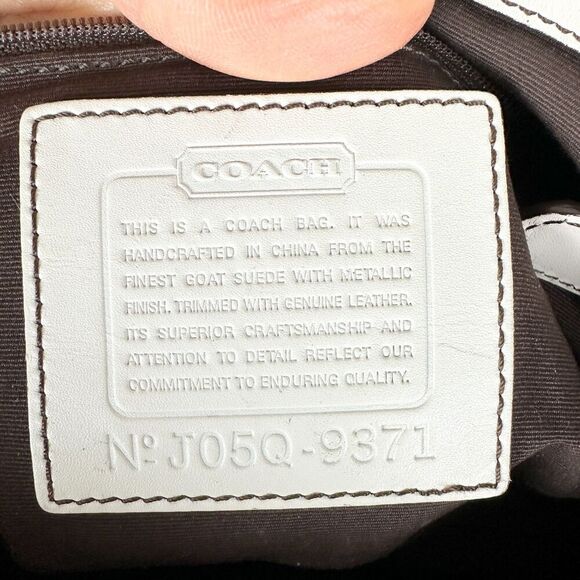 Coach Gallery Outline Metallic Leather Tote Purse Champagne Gold Signature Logo - Picture 8 of 10